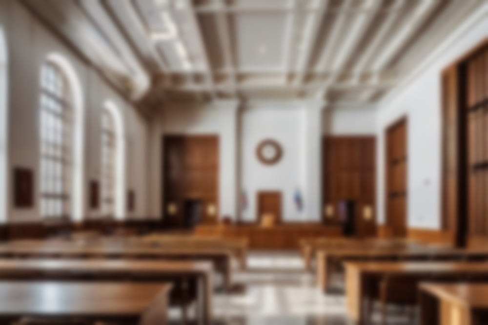 Empty courtroom interior for a drunk driving accident case in Coral Springs FL